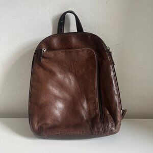 Vintage Brown Leather Small Backpack